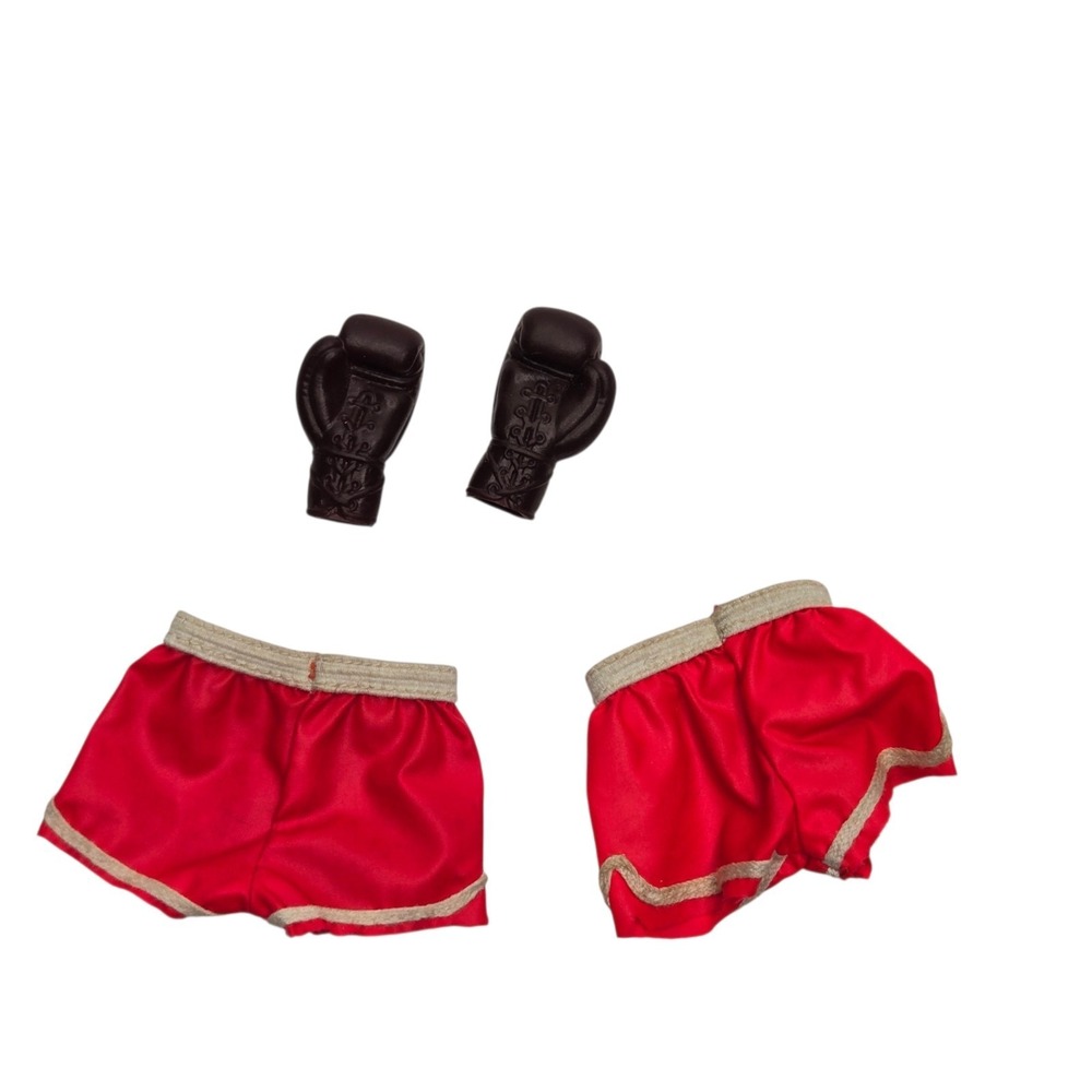 Vintage 1960's Ken Barbie Doll Fashion Pak Boxing Gloves And 2 Red Boxing Trunks